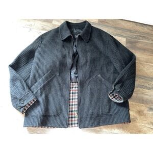 Men's XL/46 BOMBER JACKET Wool Blend Plaid Liner By Manstar EXCELLENT CONDITION